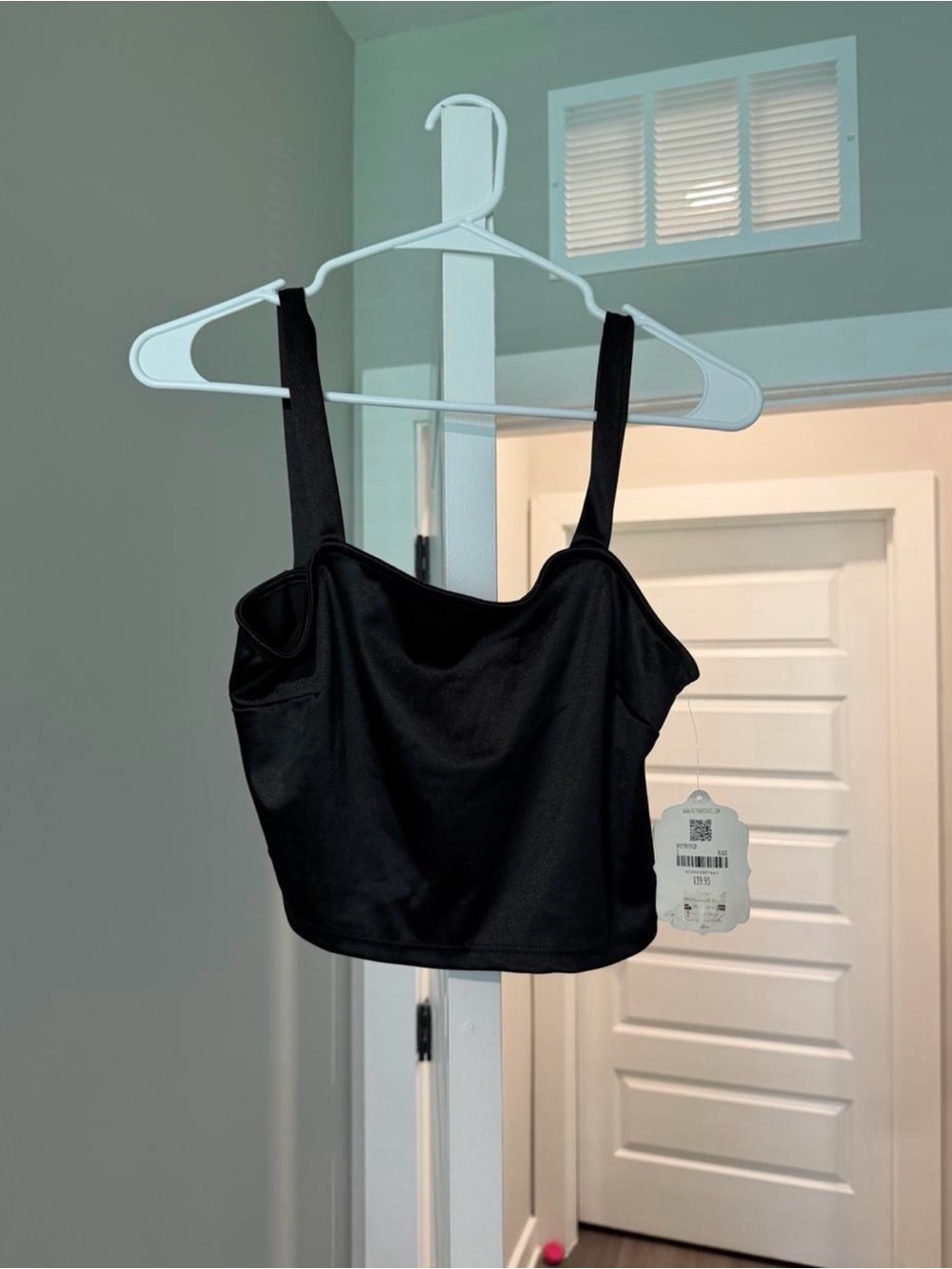 Altar'd State Black Square Neck Satin Crop Tank